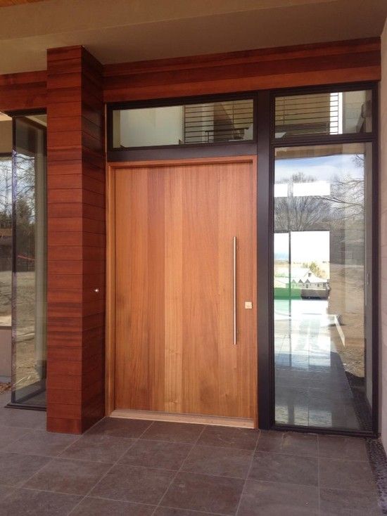 Solid Wood Entry Door Tile Floor Contemporary CHV 1 House Exterior